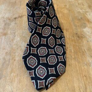 ROBERT TALBOTT STACKPOLE MOORE TRYON  Black Red&gold Pattern 100% SILK NECK TIE